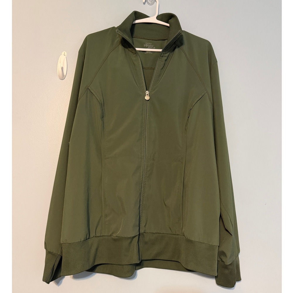 Cherokee Infinity Women's 2XL Olive Green Zip Front Scrub Jacket 1946